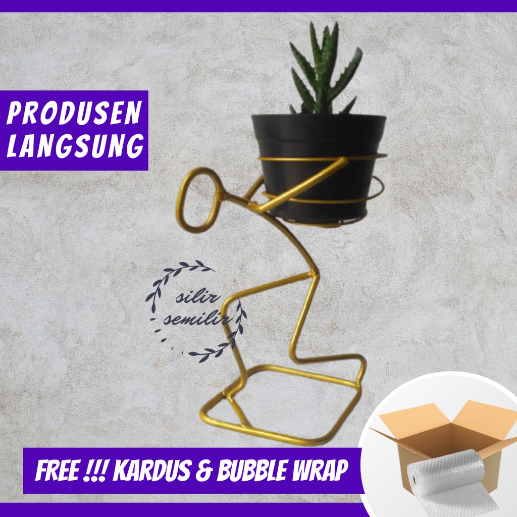 SMF008 rak standing pot hiasan bunga besi plastik dekorasi dinding ruang kamar tamu tidur rumah