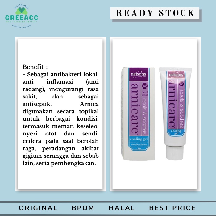 Nelsons Arnicare Cooling Gel Cools & Soothes 50gr 50 gr 50ml 50 ml Nelson Arnica Cool