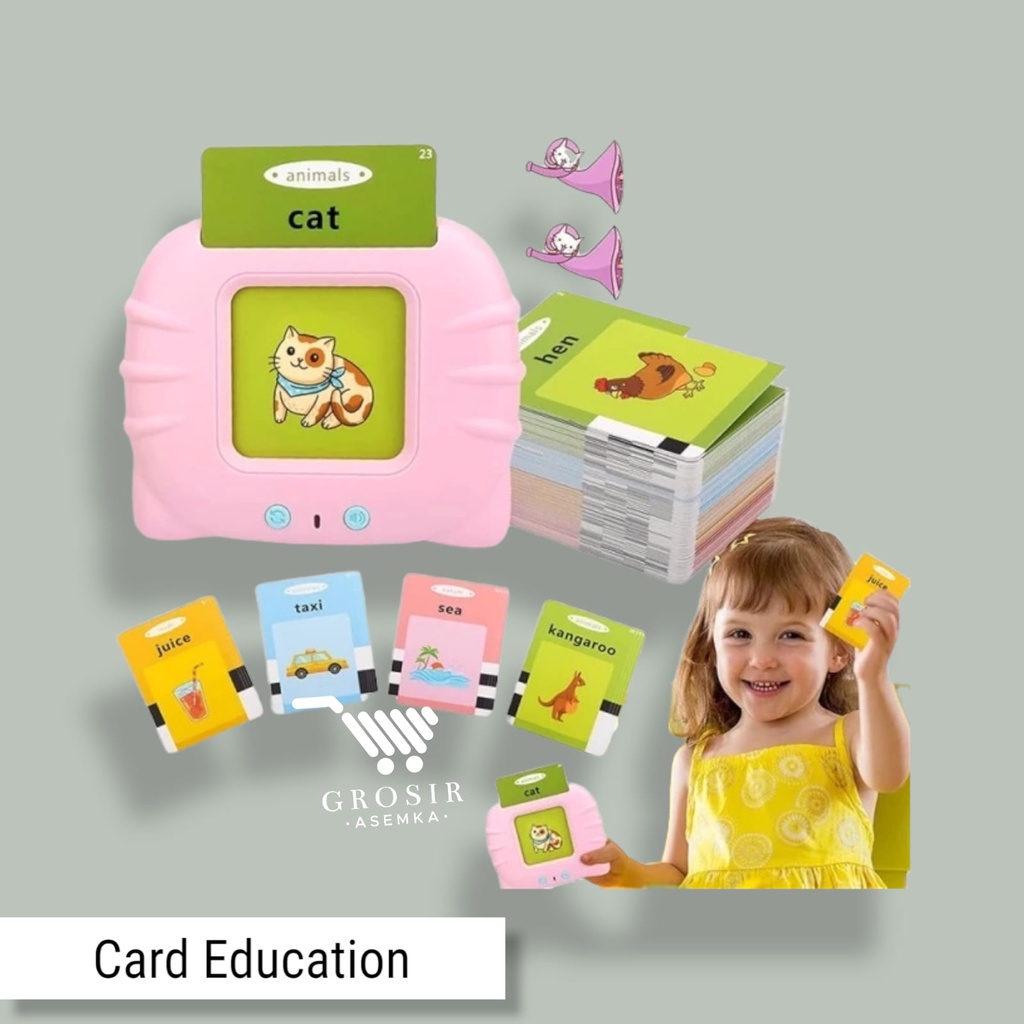 Card Early Education Bilingual Device / Mainan Flash card bersuara Alat Bantu pengenalan kosakata Bahasa inggris Flash card reader / Mainan Flash card bersuara