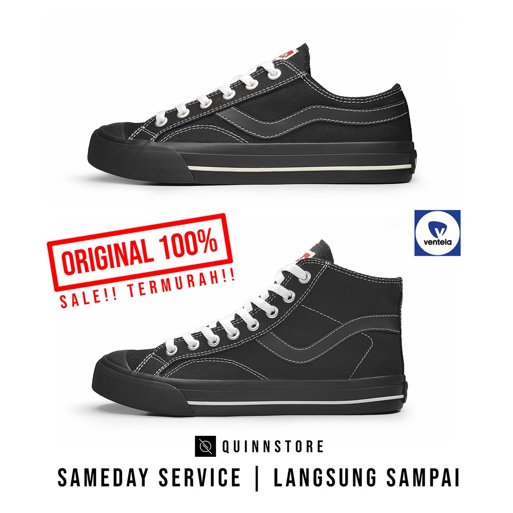  Sepatu  Ventela Public Low High Oreo Black Original 