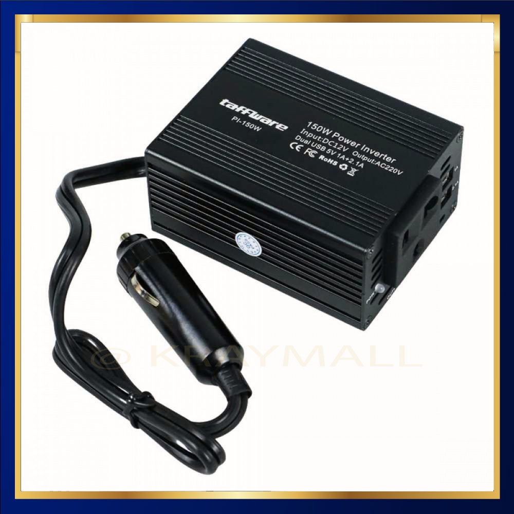 Taffware Power Inverter Mobil dengan 2 USB Port 150W 220V - PI-150W