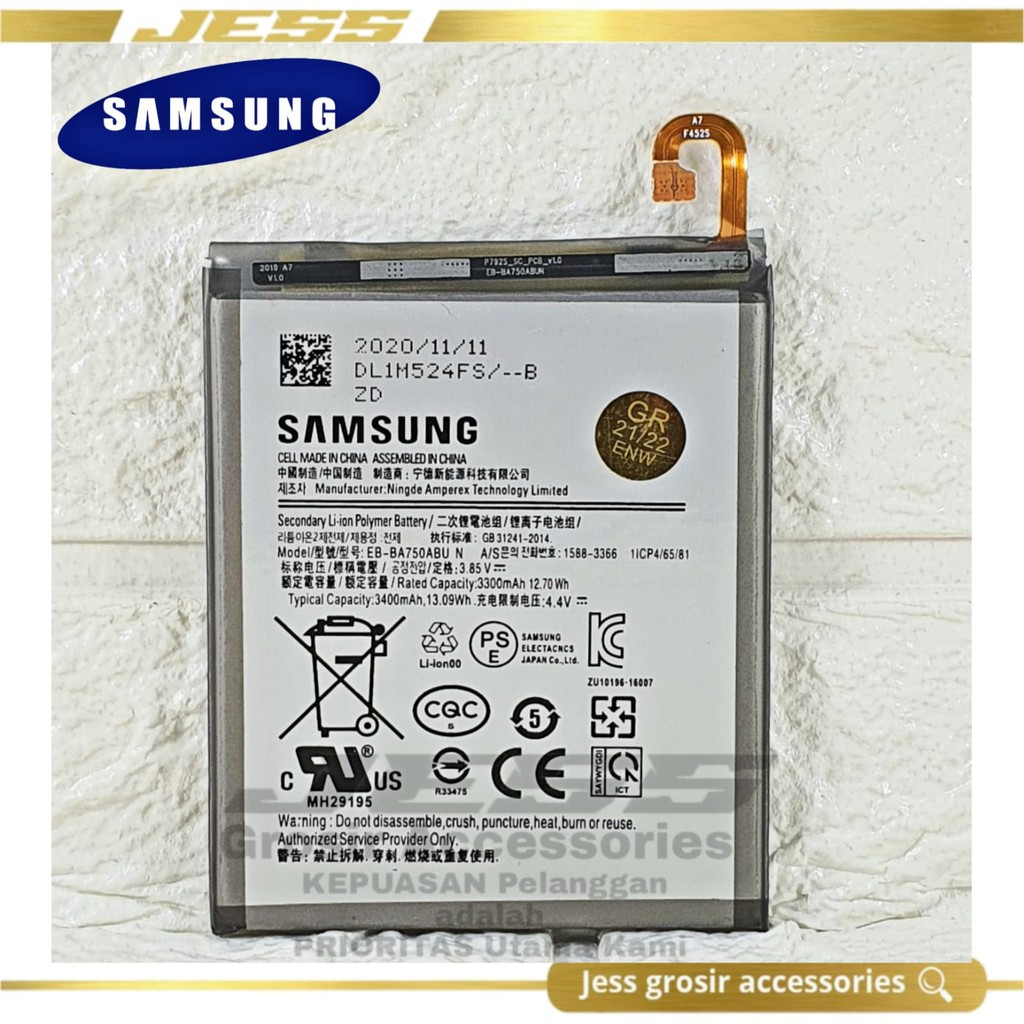 Baterai Battery Original Samsung Galaxy M10 &amp; M105F &amp; SM-M105F &amp; A10 &amp; A105F &amp; SM-A105F &amp; A7 2018 &amp; A750 &amp; SM-A750G Kode Batre EB-BA750ABU &amp; EB-BA750ABN
