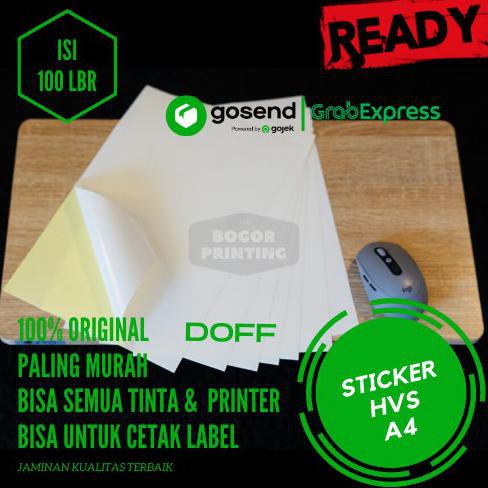 

[[BISA COD]] Kertas Stiker HVS A4 - isi 100 lbr / Kertas Stiker / Sticker HVS Doff TERMURAH Kode 383