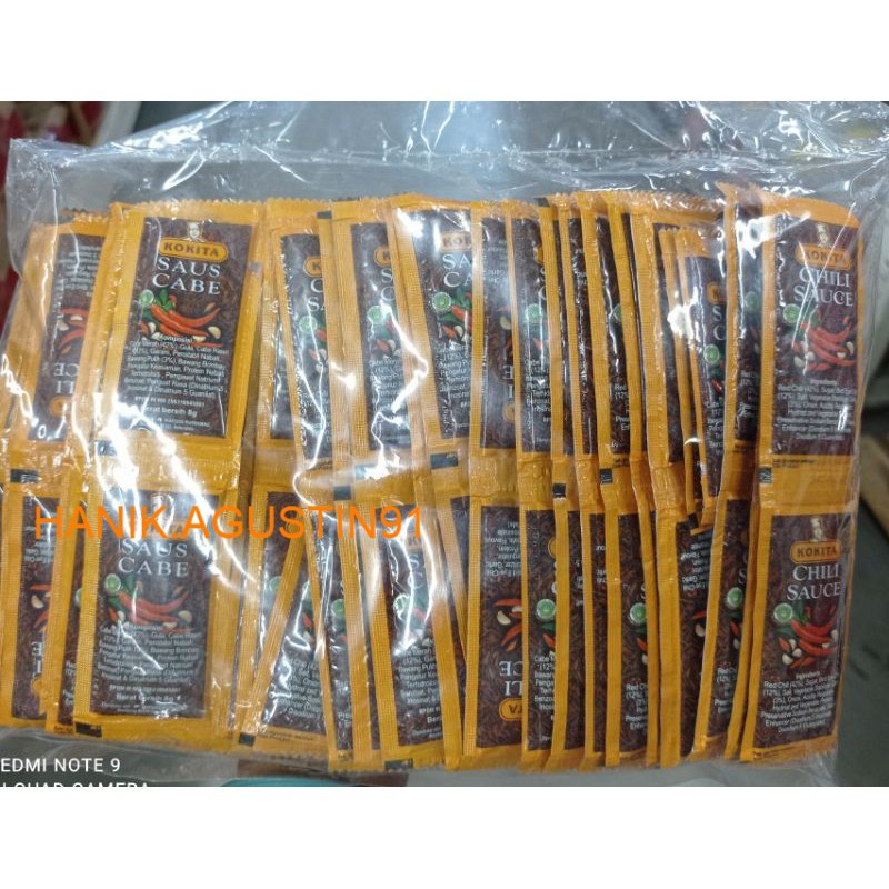 Kokita saos cabai 9gr (100pcs) / saos sambal cabe sachet kokita SS91