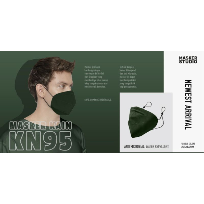 Masker Kain KN95 5Ply (Water Repellent &amp; Anti-Microbial) by Masker Studio