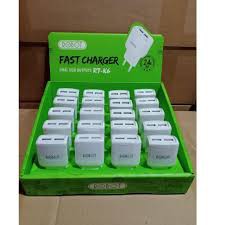 (1 KOTAK ISI 20PCS) Charger Fast Charging Robot RT-K6 2.4A Dual Output