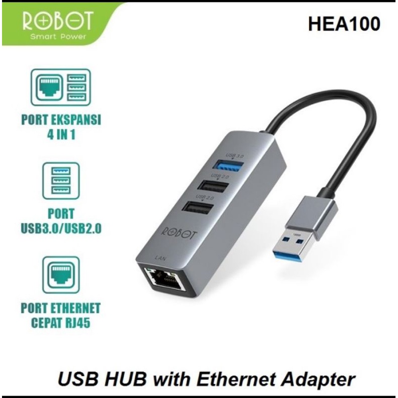 Robot HEA100 Usb Lan 10/100Mbps With Usb 3.0/2.0 - Robot Lan Ethernet