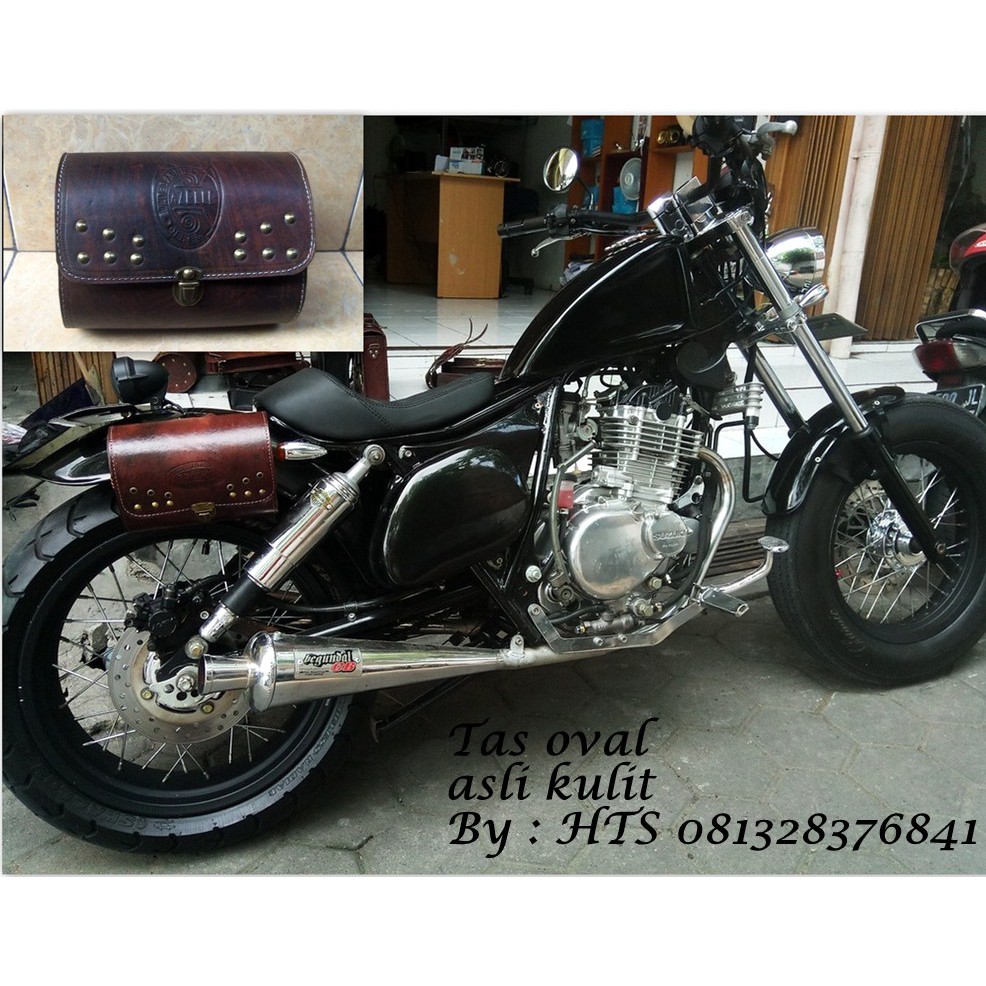 Tas motor model oval bahan kulit asli - tas oval sepeda motor model klasik - tas motor kulit asli