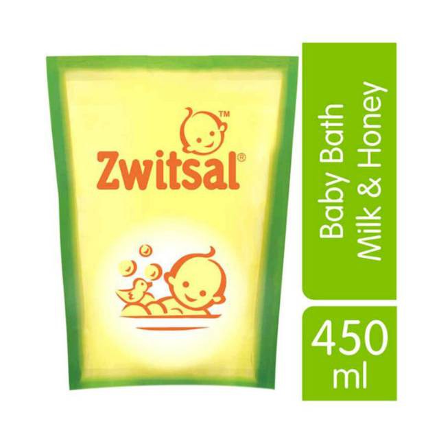 Zwitsal Baby Bath Natural Milk &amp; Honey Pouch 450 Ml