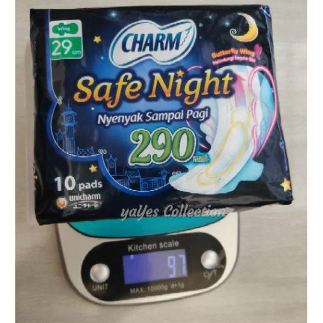 Pembalut wanita 10 pads wings charm safe night cham 29 cm 290 mm 35 cm 350 mm sachet renceng carm