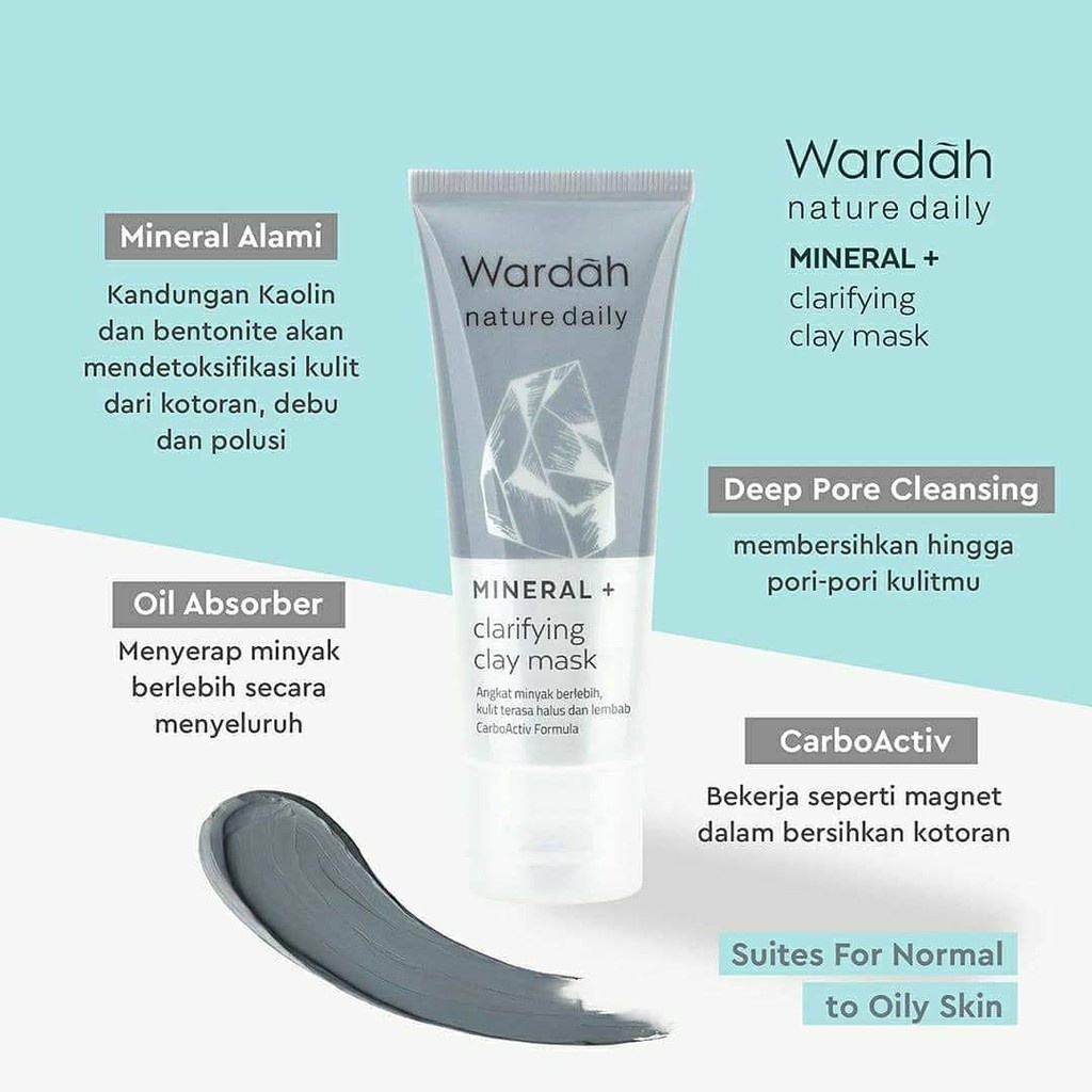 DOMMO - D8162 Wardah Nature Daily Mineral + Clarifying Clay Mask 60g | Masker Wajah