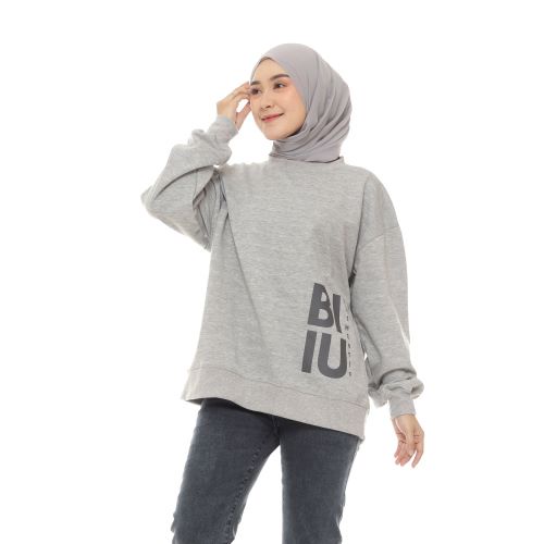 Sweater Oversize Wanita Korean Grey Misty