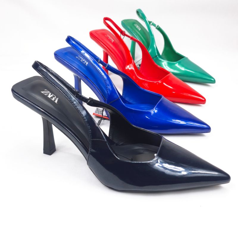 ZR Glossy Slingback Basic Kitten Heels