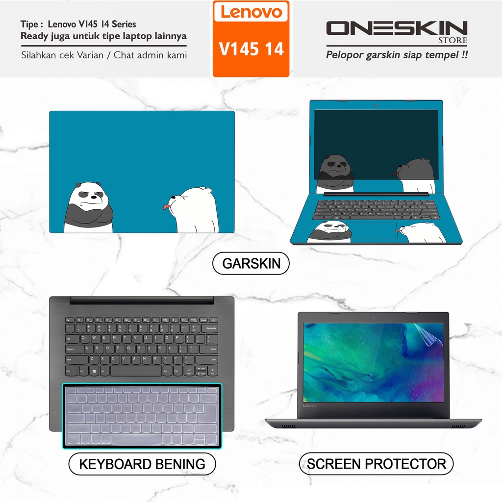 Garskin Sticker Laptop Pelindung Screen Keyboard Protector Lenovo V145-14 14AST V145-15 15AST Gambar Full Body Silikon Bening Glossy Doff