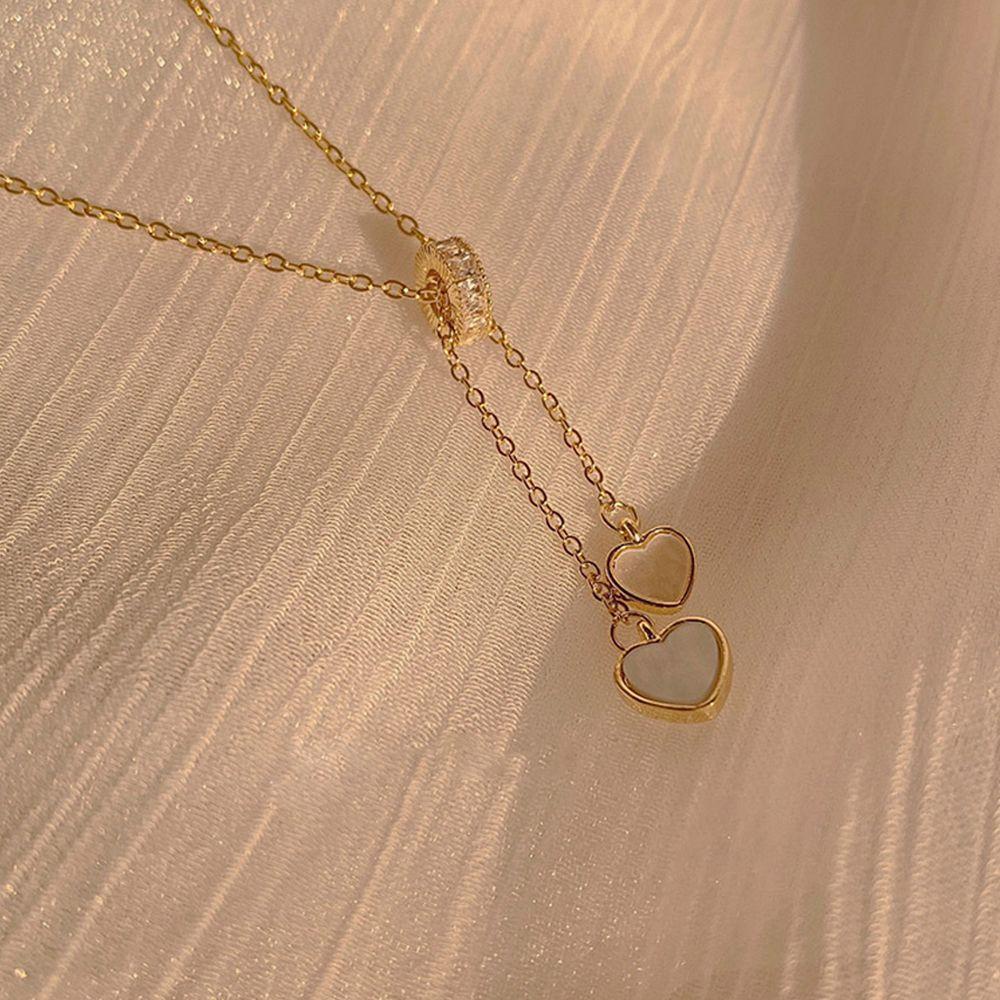 Mxbeauty Wanita Kalung Gadis Trendi Hadiah Cinta Hati Bulat Zirkon Kristal Choker