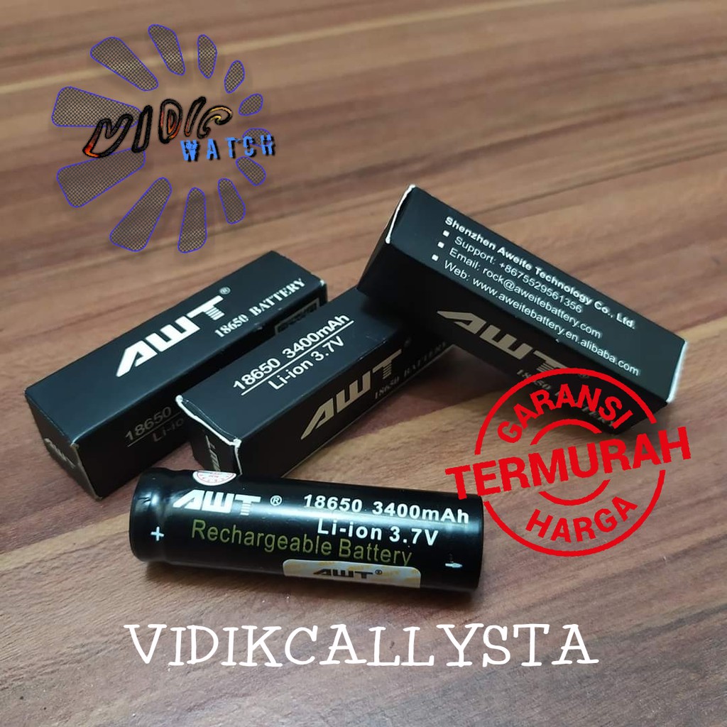 Baterai AWT Original 18650 3400mAh Rokok Electric batre Rokok Vape Electrik