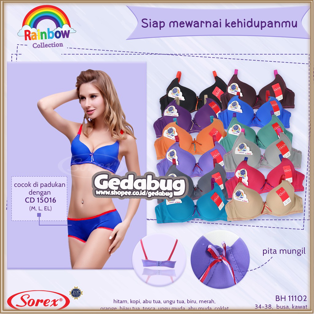 Bh Bra Sorex 11102 Rainbow Full Cup {CUP B} | Bra Busa Pakai Kawat