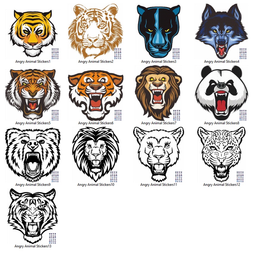 Angry Animal Stickers - Coreldraw