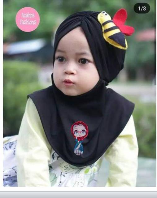 Jilbab ANAK LED musik  0-3 tahun lebah / JILBAB ANAK LUCU COMEL KARAKTER BONEKA LEBAH LOL LED MUSIK