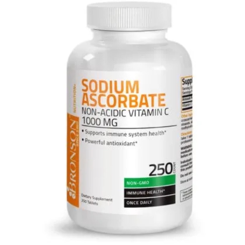 Bronson Vitamin C Non-Acidic Sodium Ascorbate 1000mg (250 tablets)
