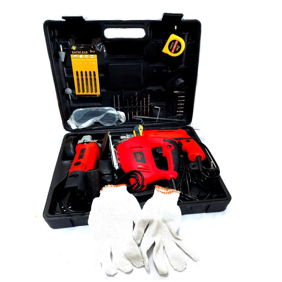 PAKET HEMAT DAN LENGKAP  DIJAMIN ORI !! YUKIDO PORTMAN 1 SET KOPER BOR LISTRIK IMPACT DRILL MESIN GERENDA + JIGSAW ORIGINAL