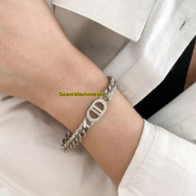 Gelang Titanium Wanita Trending Lapis Emas Putih Anti Karat Selamanya Gelang Wanita Korea Kekinian Viral Gelang Rantai Padat  Gelang Perak Silver 925 CD Gelang Rantai DD Silver