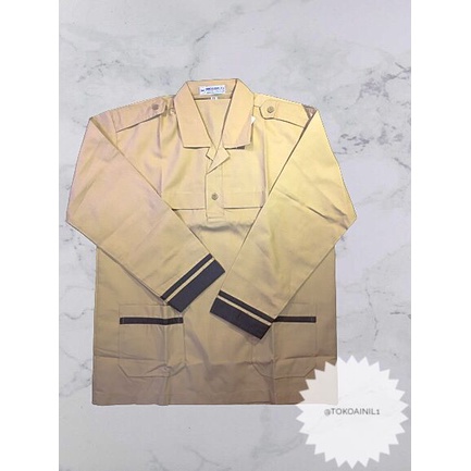 BAJU PRAMUKA SD SIAGA TANGAN PANJANG LIS HITAM PEREMPUAN KANTONG DUA KANTONG BAWAH