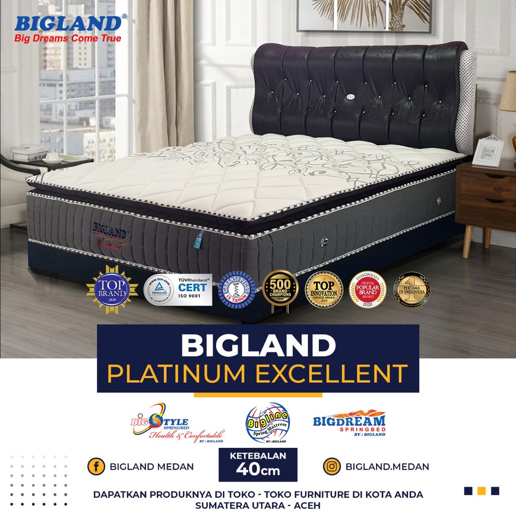 Springbed Bigland Platinum Excellent uk180 - Only Matras Tebal 40cm - Medan