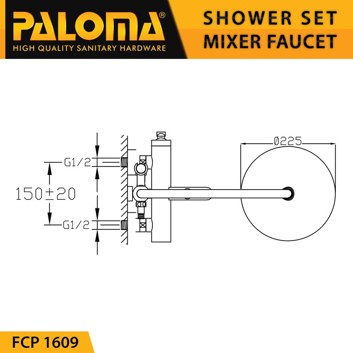 PALOMA FCP 1609 Shower Tiang Column Set Keran Kran Panas Dingin Mandi