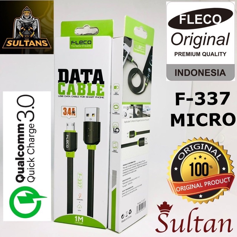 PROMO KABEL DATA FLECO F337 MICRO FAST CHARGING 100CM QUICK CHARGER