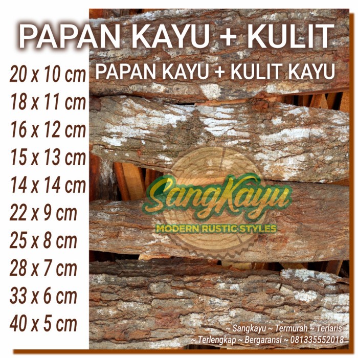 Media tanam anggrek papan kayu kulit Bahan kerajinan hiasan dinding 02 - 20 x 10 cm