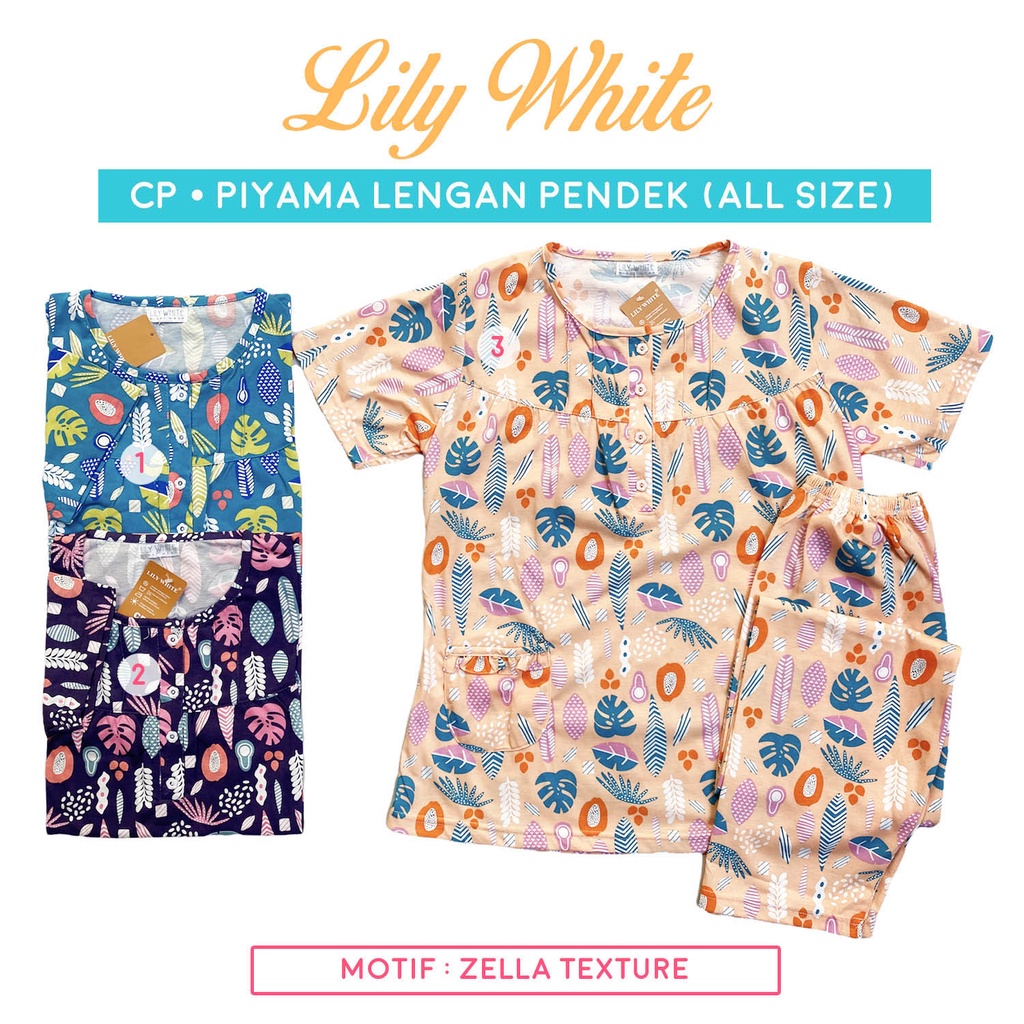 Piyama CP Lengan Pendek - Celana Panjang All Size LILY WHITE Anne Claire BabyDoll Baju Tidur
