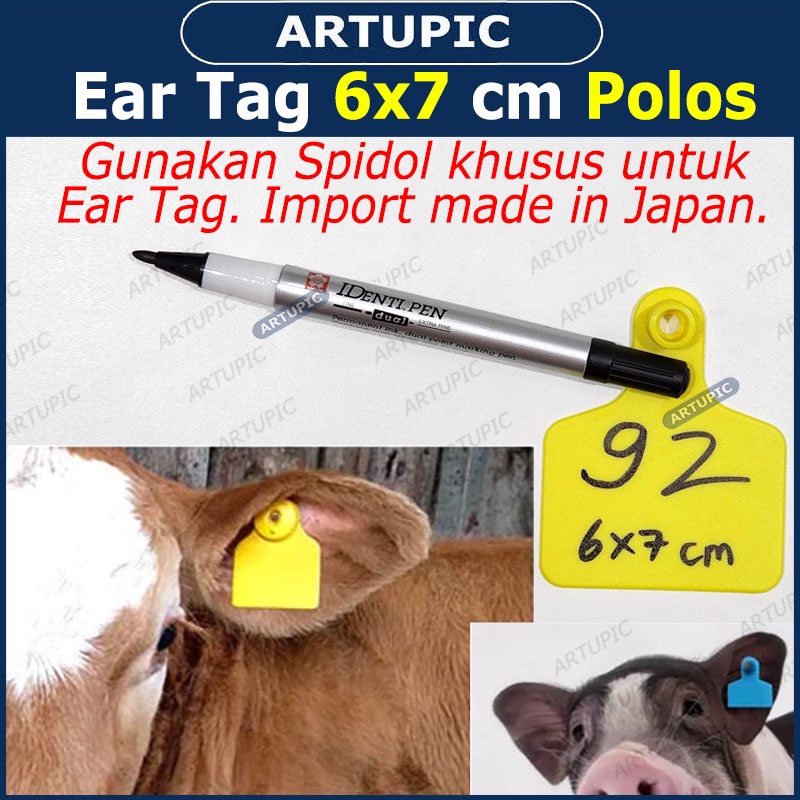 Ear Tag 6x7 cm POLOS ECERAN Anting Eartag untuk Babi Sapi Kambing Murah Plastik bisa jadi Kalung Leher Hewan Domba Kuda Kerbau