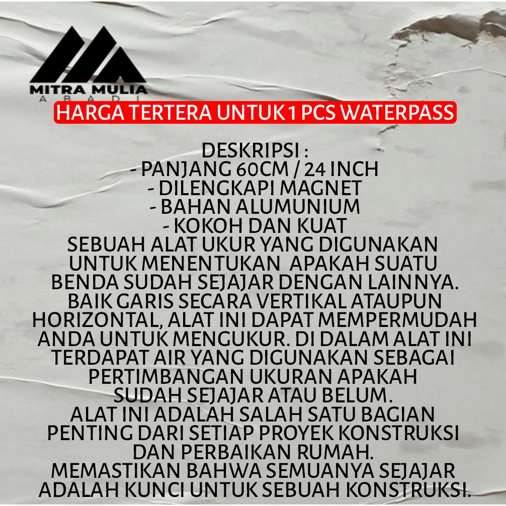 Watterpass 24 Inci / Waterpas Magnet 60cm / Alat Ukur Tukang