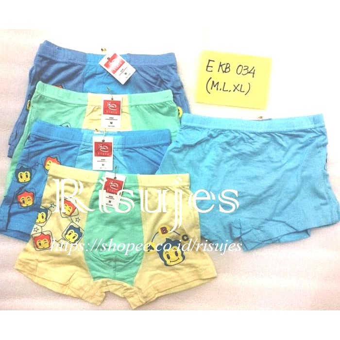 Celana Dalam Boxer Katun Super Soft ELENA Anak Laki-Laki / CD Anak Cowok 63010, 61029, 033, 034