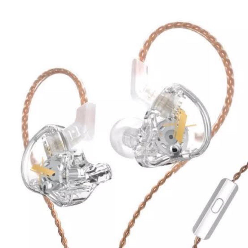 KZ EDX Pro Earphone with Mic Knowledge Zenith Dynamic Driver HIFI Bass In Ear Monitor Original IEM-EDX-Transparant