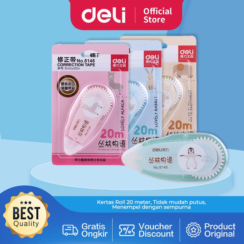

Deli Correction Tape / Tip-Ex Kertas Roll 20 meter Gambar Lucu Tidak Mudah Putus 8148