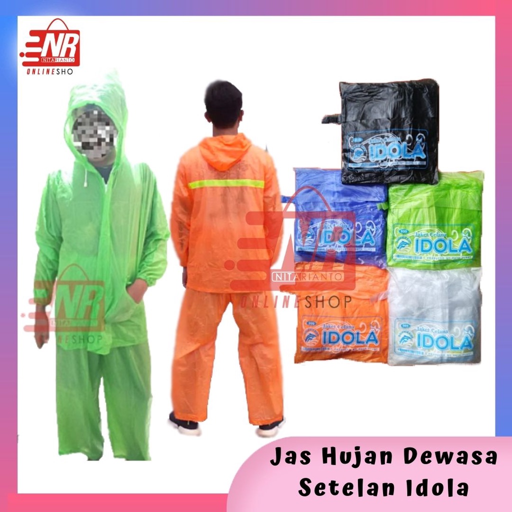 Jas Hujan Setelan Tik Tok / Jas Hujan Idola / Jas Hujan Celana / Jas Hujan Dholpin Blue