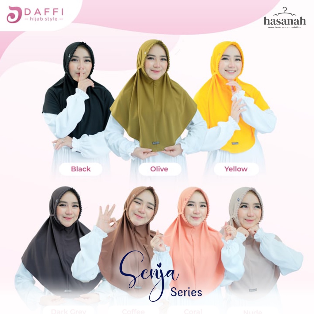 Hijab Instan Daffi Senja Series Jilbab Muslimah Model Khimar Cutting Bentuk Oval Bahan High Twist Pe