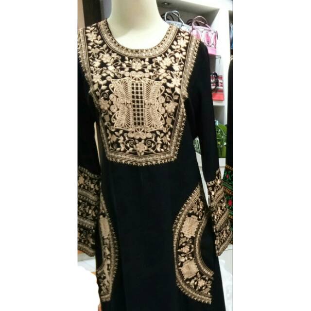 Baju Abaya Bordir Motif Aceh