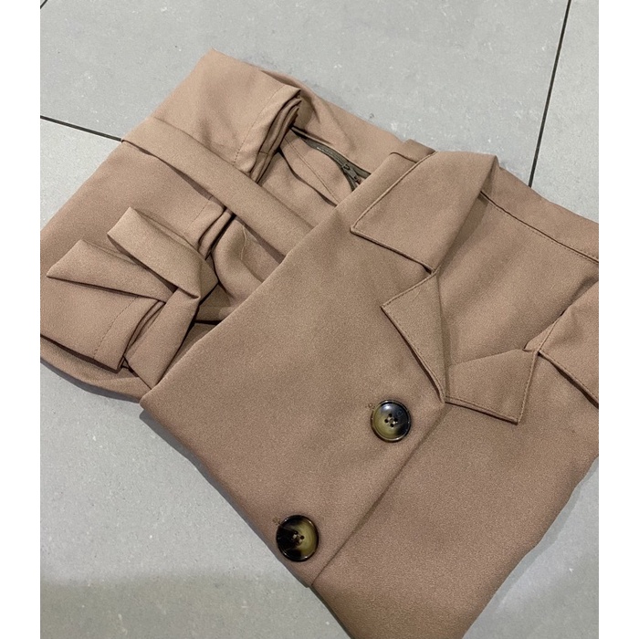 ZAZA_FASHION Baju Stelan Wanita Terbaru REAL PICT Set Korean Style Alexa-Mocca