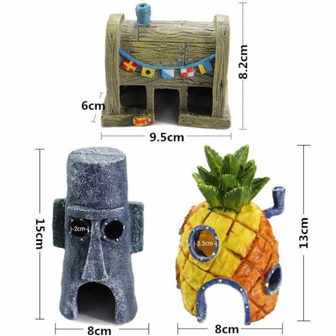 Dekorasi Aquarium Aquascape Rumah Spongebob Squidward Hiasan Akuarium