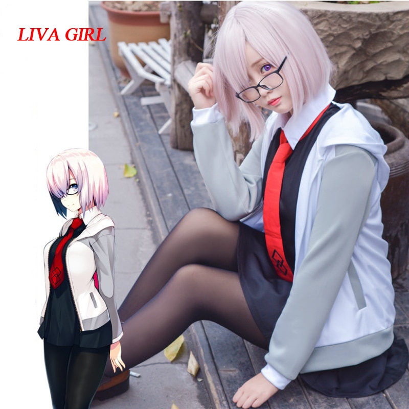 PREORDER Liva girl Fate/Grand Order Mash Kyrielight/Matthew Kyrielight Cosplay costume Dress+coat+Ti