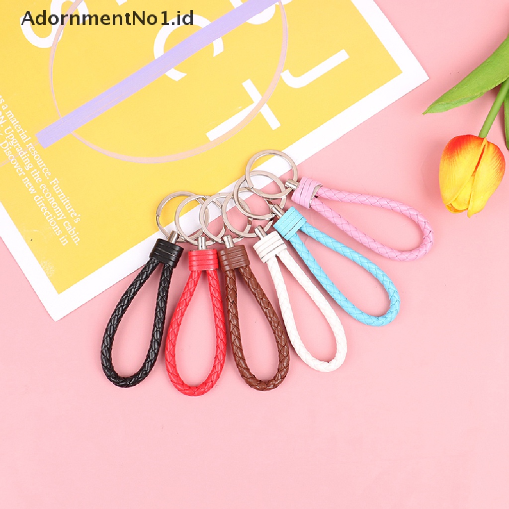 (AdornmentNo1) 1pc Gantungan Kunci Mobil / Tas Tali lanyard Bahan Kulit Untuk Pria