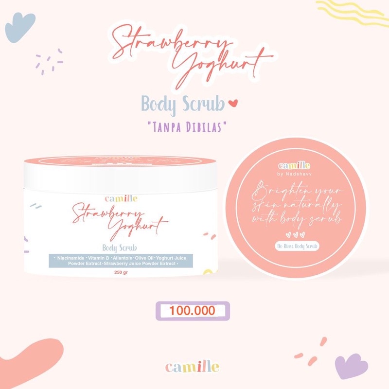 Camille Strawberry Yoghurt Body Scrub 250gr READY