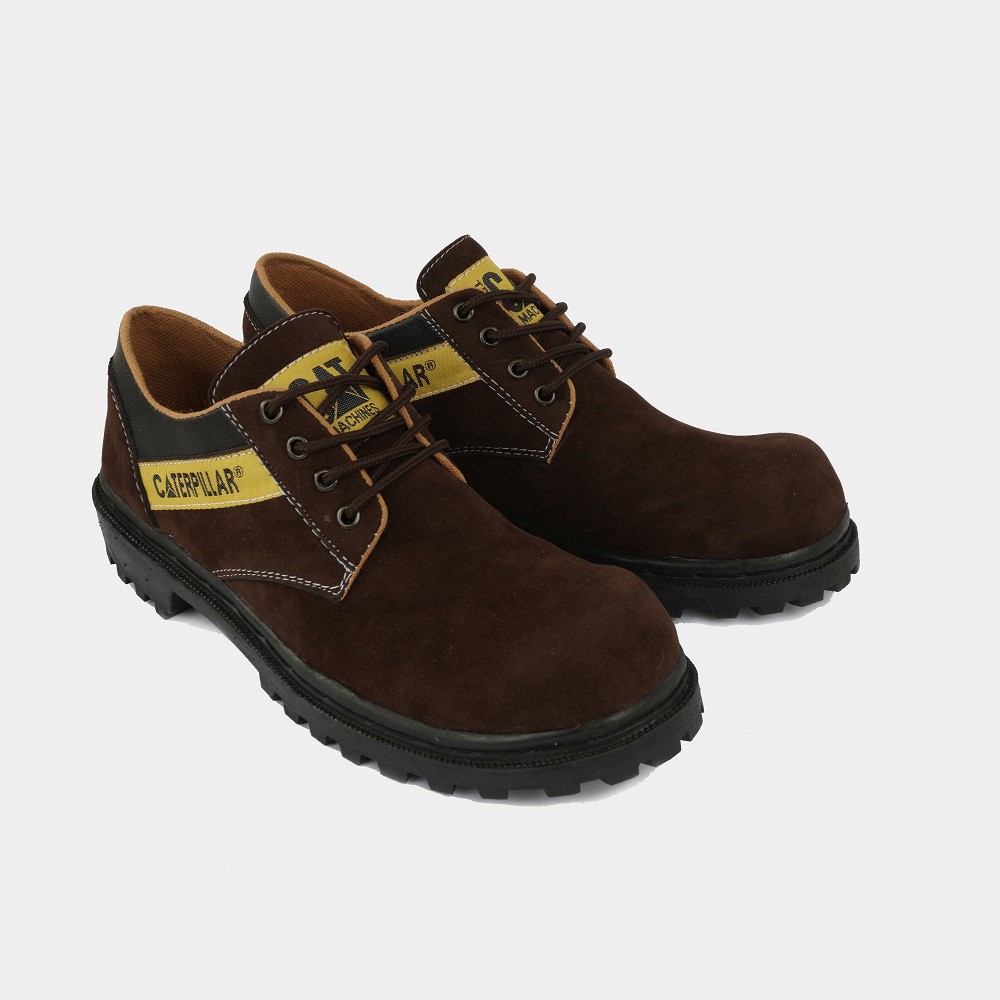PROMO!! Sepatu Boots Savety Pria Caterpillar Sby Suede Coklat Low Ujung Besi Boot Safety Kerja Laki