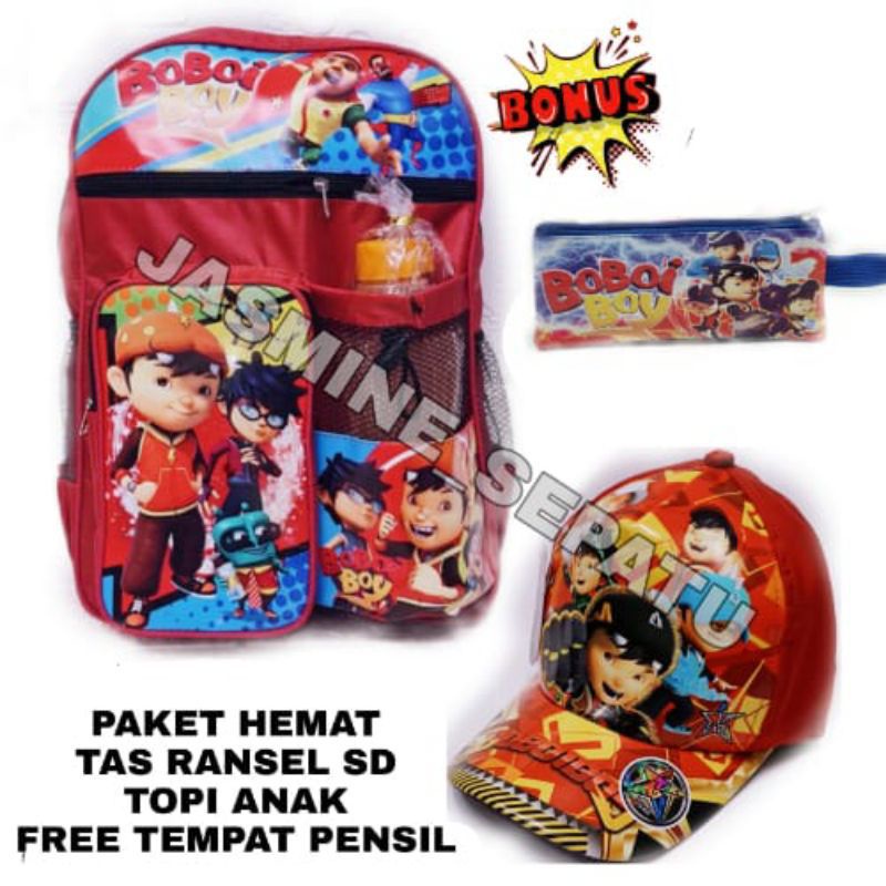 TAS RANSEL ANAK SEKOLAH KARAKTER BOBOIBOY/GRATIS BOTOL MINUMAN