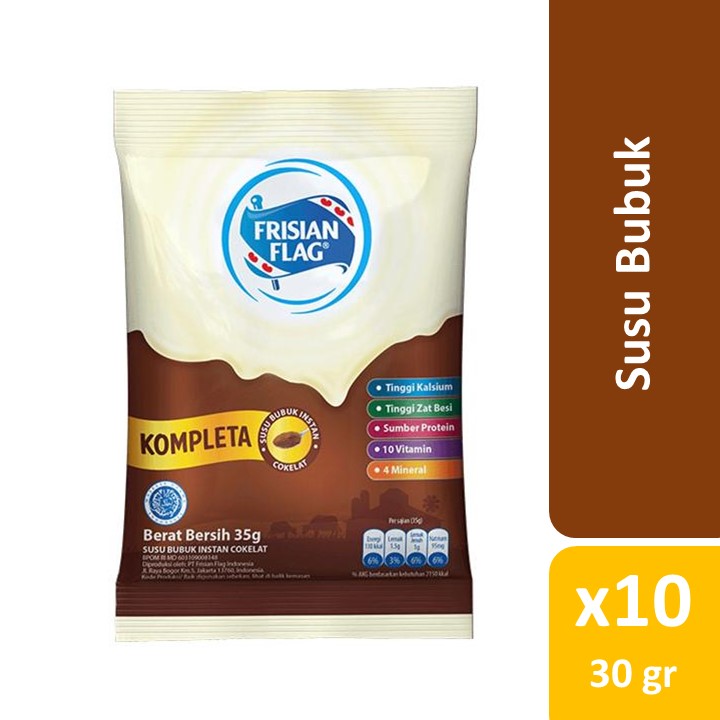

Frisian Flag KOMPLETA Susu Bubuk Cokelat Sachet 2 x 10 x 35 gr