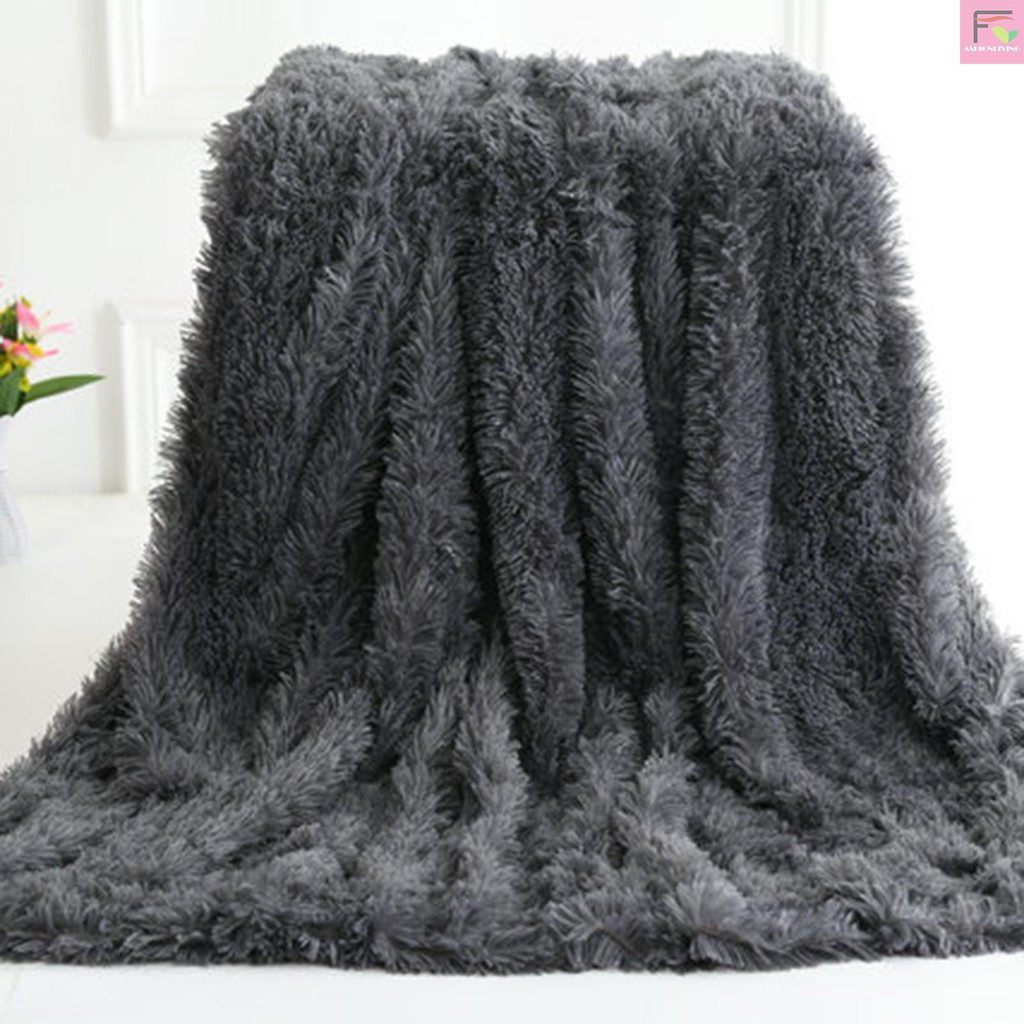 FL Long Fur Throw Blanket Super Soft Long Shaggy Faux Fur