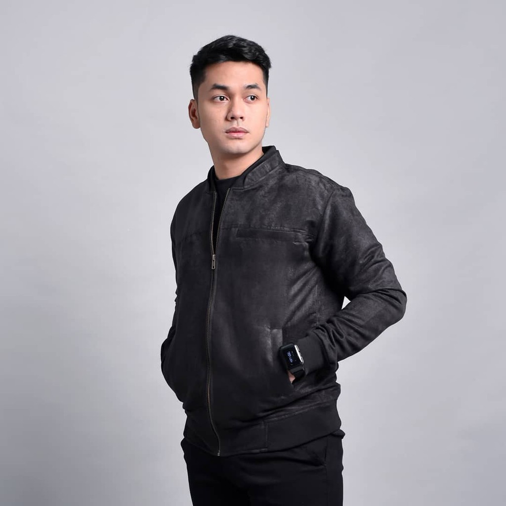 DELIBRA - Jaket Bomber Suede Pria Premium